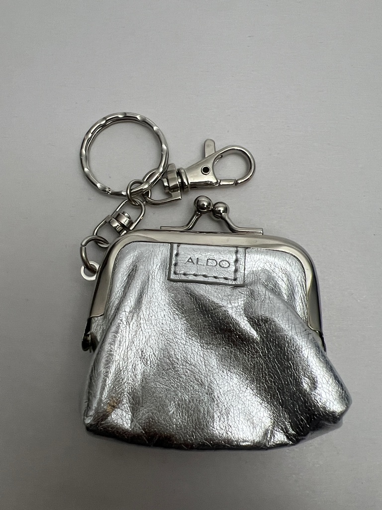 Aldo Silver Metallic KissLock Coin Purse Keychain